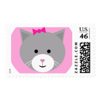 Cute Cat (pink) Postage Stamp