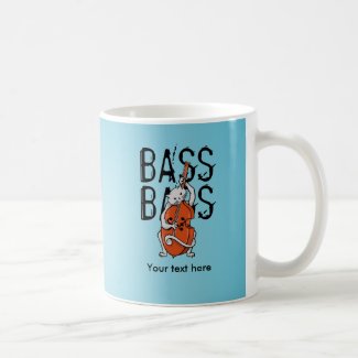 Cute Cat Playing a Double Bass Classic White Coffee Mug