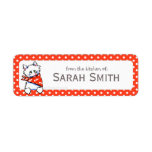 Cute Cat Red Dots Jar Food Kitchen Label labels
