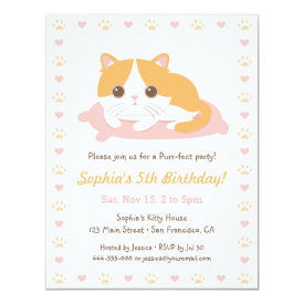 Cute Cat Themed Birthday Party Invitations