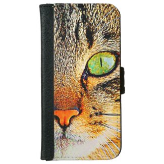 Cute Cat with Beautiful Green Eyes iPhone 6 Wallet Case