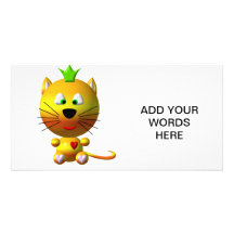 Cute cat with crown and hearts photo greeting card