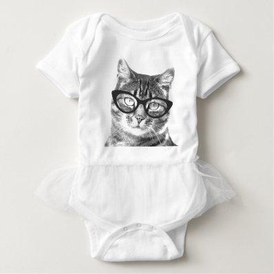 Cute cat with glasses baby tutu bodysuit creeper