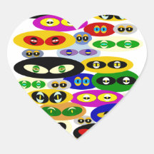 Cute Cats Eyes For Cat Lovers Heart Shape Stickers