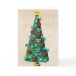 Cute Cats on Christmas Tree cards