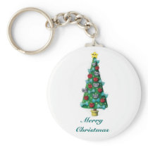 Cute Cats on Christmas Tree -custom txt- Key Chains