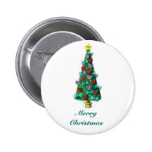 Cute Cats on Christmas Tree Pinback Button
