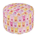 Cute Cats with Loving Hearts Round Pouf