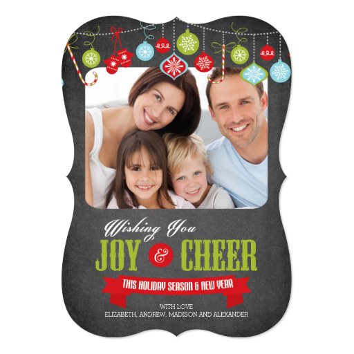 Cute Chalkboard Family Christmas Photo Card Personalized Invites