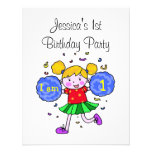 Cute cheerleader 1st birthday girl party invitations