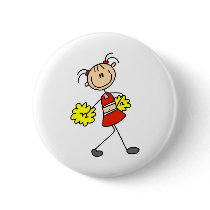 Cute Cheerleading Stick Figure Button