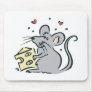 cute cheese loving mouse mouse mats