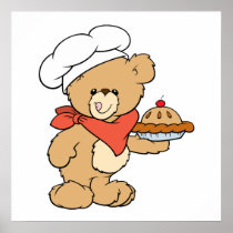 Cute Chef Baker Bear Poster