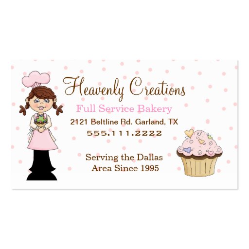 Cute Chef Bakery Cupcake Business Card