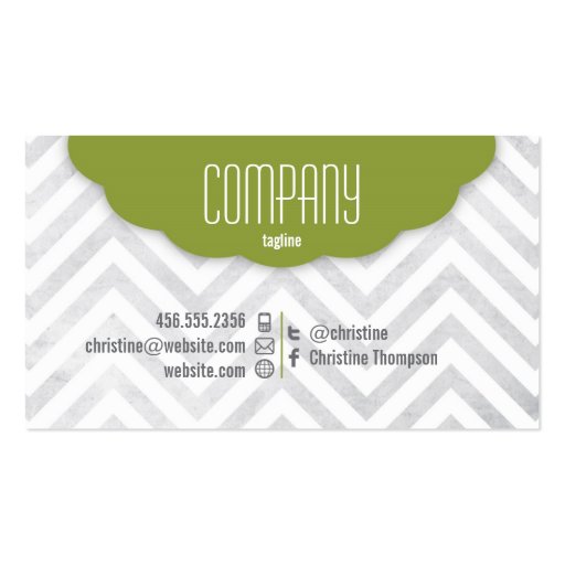 Cute Chevron Professional Business Card (front side)