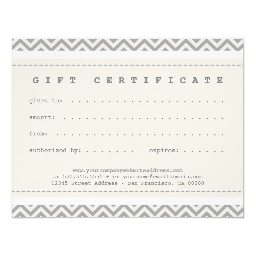Cute Chevron Stripes Gift Certificate Custom Announcement