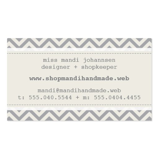 Cute Chevron Stripes Professional Business Card (back side)