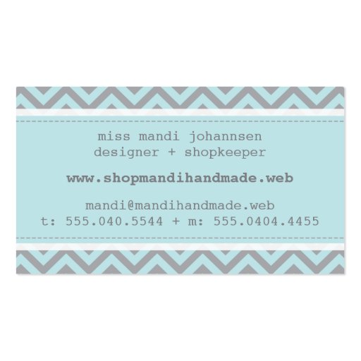 Cute Chevron Stripes Professional Business Card (back side)