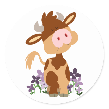 Cute Chewing Cartoon Cow Sticker