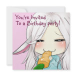 Cute chibi girl with bunny ears invitations