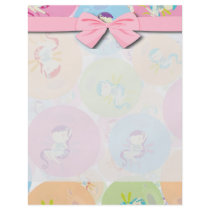 cute chibi pixies and circles pattern flyer