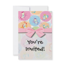 cute chibi pixies and circles pattern personalized announcements