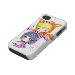 Cute chibis couple in fox and bunny hoodies iphone 4 tough cases