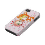 Cute chibis couple in fox and cat hoodies tough iphone 4 covers