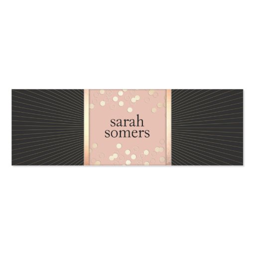 Cute Chic Pink and Black Gold Confetti Girly Business Card Templates (front side)