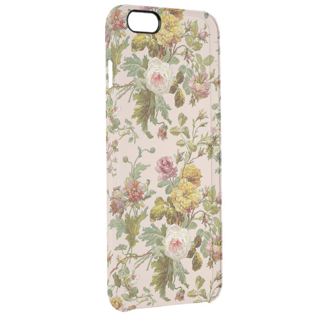 Cute Chic Stylish Vintage Pink Rose Flower Pattern Uncommon Clearlyâ„¢ Deflector iPhone 6 Plus Case-2