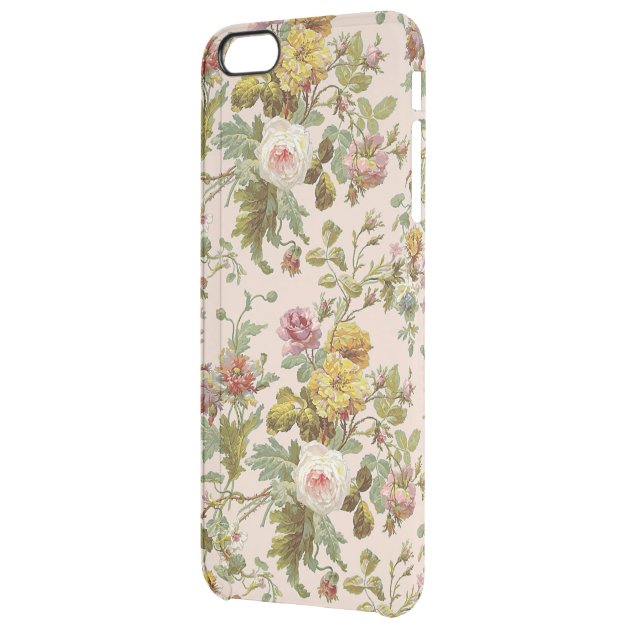 Cute Chic Stylish Vintage Pink Rose Flower Pattern Uncommon Clearlyâ„¢ Deflector iPhone 6 Plus Case