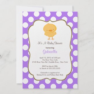 Cute Chick Baby Shower Invitation Purple Girl invitation