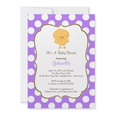 Cute Baby Shower Invites on Cute Chick Baby Shower Invitation Purple Girl By Celebrateitinvites