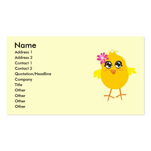 Cute Chick Business Card (front side)