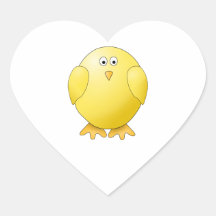 Cute Chick. Little Yellow Bird. Heart Sticker