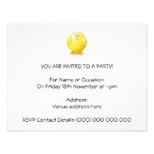 Cute Chick. Little Yellow Bird. Personalized Invites