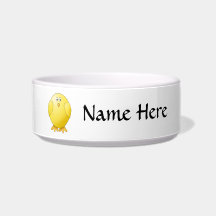 Cute Chick. Little Yellow Bird. Cat Water Bowl