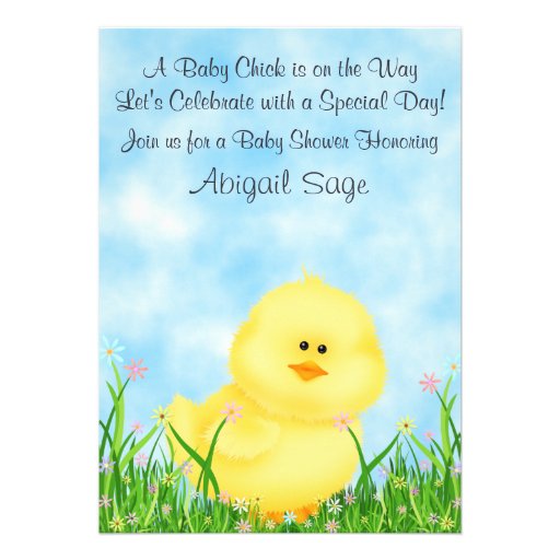 Cute Chick Neutral Baby Shower Invitation