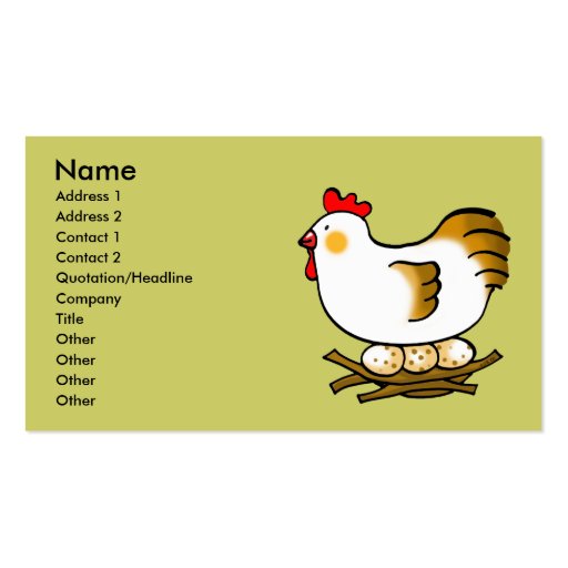 cute chicken and eggs business card templates (front side)