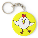 Cute Chicken Dance - White and Yellow Key Chain
