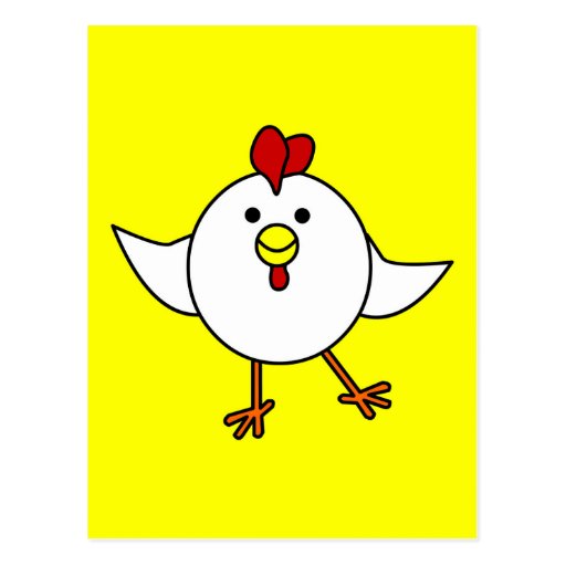 Cute Chicken Dance - White and Yellow Postcard