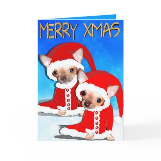 cute chihuahua santa card