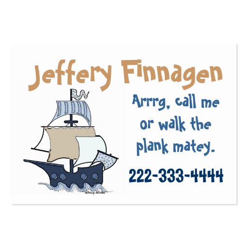 Cute Children's Pirate Ship Calling Card Business Card (front side)