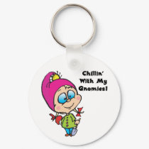 Cute Chillin With My Gnomes Design keychains