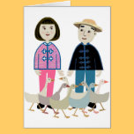 Cute Chinese couple with ducks cards