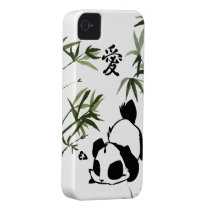 Cute Chinese "Love" Panda with Bamboos Iphone 4 Case-mate Cases