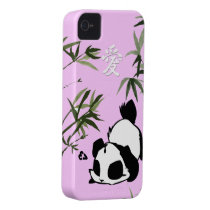 Cute Chinese "Love" Panda with Bamboos Iphone 4 Case