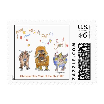 Cute Chinese New Year Small Postage by zooogle