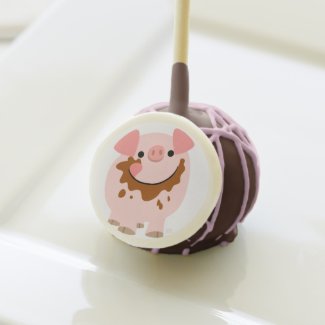 Cute Chocolate Cartoon Pig Cake Pop Cake Pops
