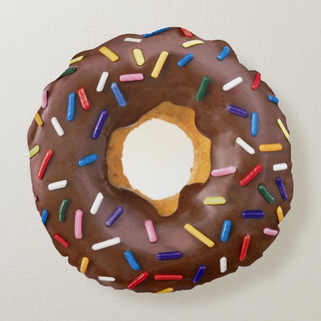 Cute Chocolate Donuts with Sprinkles Round Pillow
